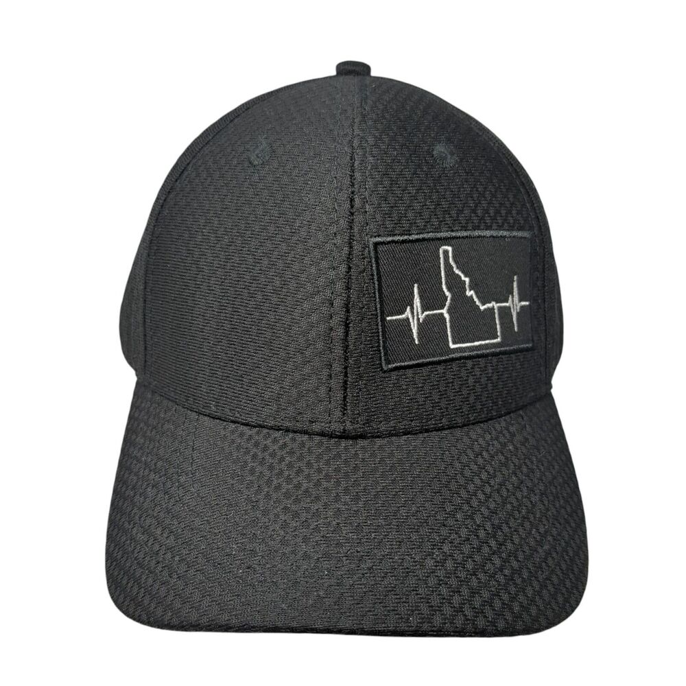 Idaho Heartbeat Snapback Hat Black One Size Adjustable Embroidered 6 Panel